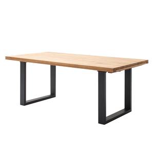 Table Dante Chêne sauvage massif / Acier inoxydable - Chêne sauvage / Anthracite