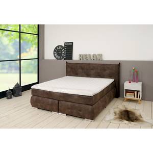 Boxspringbett Uhana Braun - Textil - Holz teilmassiv - 200 x 110 x 215 cm