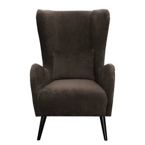 Fauteuil Pillig Velours - Marron foncé - Sans repose-pieds