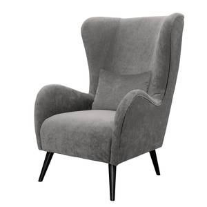 Fauteuil Pillig Velours - Gris clair - Sans repose-pieds