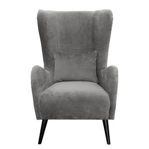 Fauteuil Pillig Velours - Gris clair - Sans repose-pieds