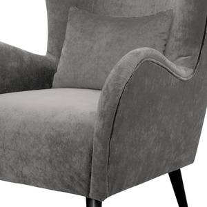 Fauteuil Pillig Fluweel - Lichtgrijs - Zonder hocker