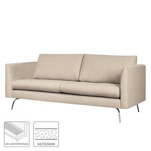 2-Sitzer Sofa Kayena Webstoff Inas: Cappuccino - Chrom glänzend