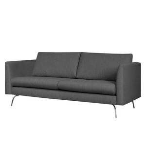 2-Sitzer Sofa Kayena Webstoff Inas: Dunkelgrau - Chrom glänzend