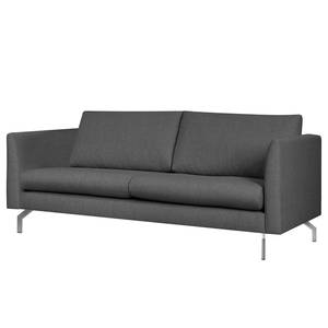 2-Sitzer Sofa Kayena Webstoff Inas: Dunkelgrau - Chrom glänzend