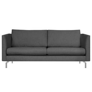 2-Sitzer Sofa Kayena Webstoff Inas: Dunkelgrau - Chrom glänzend