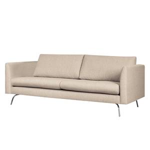 3-Sitzer Sofa Kayena Webstoff Inas: Cappuccino - Chrom glänzend