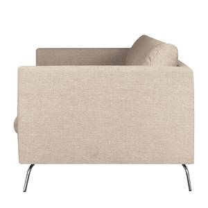 3-Sitzer Sofa Kayena Webstoff Inas: Cappuccino - Chrom glänzend