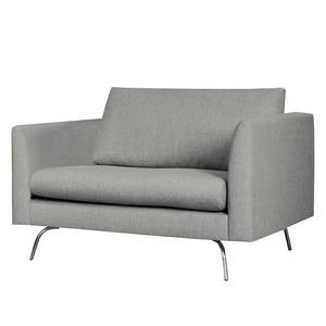 Fauteuil Kayena Tissage à plat - Tissu Inas: Gris platine - Chrome brillant - Sans repose-pieds