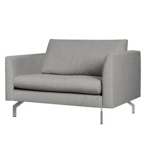 Fauteuil Kayena Tissage à plat - Tissu Inas: Gris platine - Chrome brillant - Sans repose-pieds