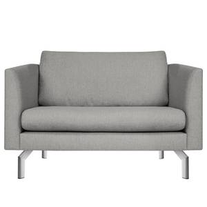 Fauteuil Kayena Tissage à plat - Tissu Inas: Gris platine - Chrome brillant - Sans repose-pieds