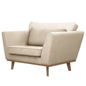 Sessel Lauwe I Webstoff - Creme - Mit Hocker