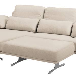 Gestoffeerde hocker Lurrip II geweven stof - Geweven stof Delea: Beige