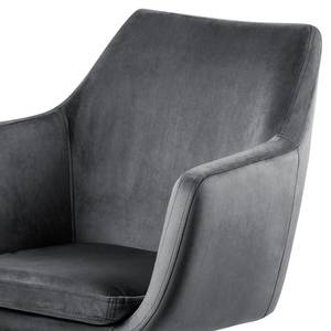 Chaise de bureau pivotante NICHOLAS Tissu / Métal - Velours Vilda: Gris foncé - Noir