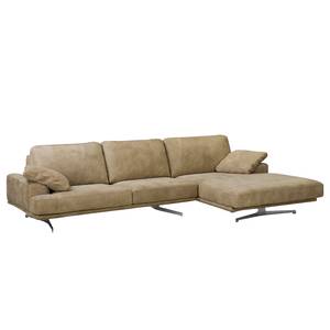 Ecksofa Hendra I Echtleder - Taupe - Longchair davorstehend rechts