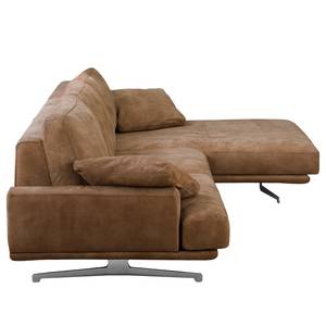 Ecksofa Hendra I Echtleder - Braun - Longchair davorstehend rechts