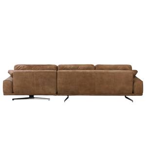 Ecksofa Hendra I Echtleder - Braun - Longchair davorstehend rechts