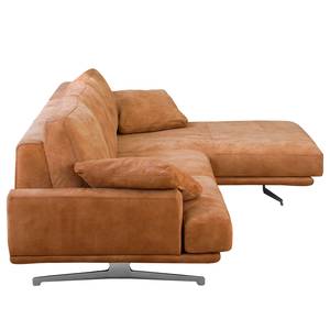 Ecksofa Hendra I Echtleder - Cognac - Longchair davorstehend rechts