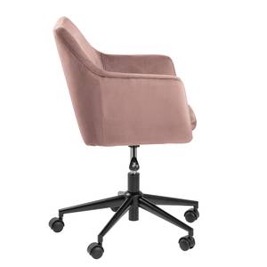 Chaise de bureau pivotante NICHOLAS Tissu / Métal - Velours Vilda: Rose vieilli - Noir