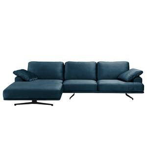 Ecksofa Hendra II Webstoff - Samt Onoli: Marineblau - Longchair davorstehend links