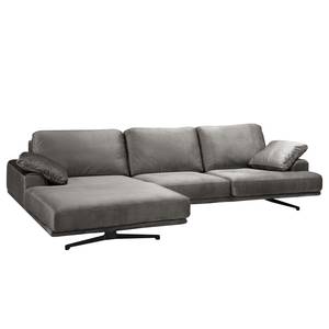 Ecksofa Hendra II Webstoff - Samt Onoli: Rauchgrau - Longchair davorstehend links