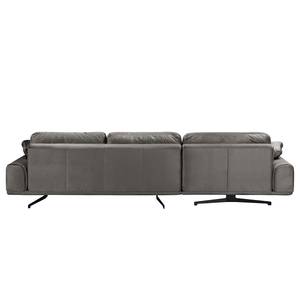 Ecksofa Hendra II Webstoff - Samt Onoli: Rauchgrau - Longchair davorstehend links