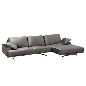 Ecksofa Hendra II Webstoff - Samt Onoli: Rauchgrau - Longchair davorstehend rechts