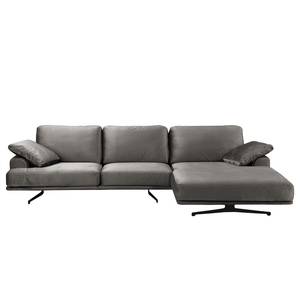 Ecksofa Hendra II Webstoff - Samt Onoli: Rauchgrau - Longchair davorstehend rechts