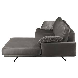 Ecksofa Hendra II Webstoff - Samt Onoli: Rauchgrau - Longchair davorstehend rechts