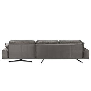 Ecksofa Hendra II Webstoff - Samt Onoli: Rauchgrau - Longchair davorstehend rechts