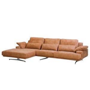 Ecksofa Lurrip I Echtleder - Cognac - Longchair davorstehend links