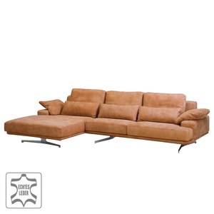 Ecksofa Lurrip I Echtleder - Cognac - Longchair davorstehend links