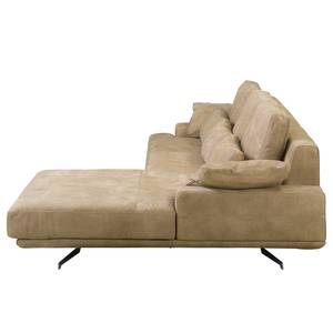 Ecksofa Lurrip I Echtleder - Taupe - Longchair davorstehend rechts