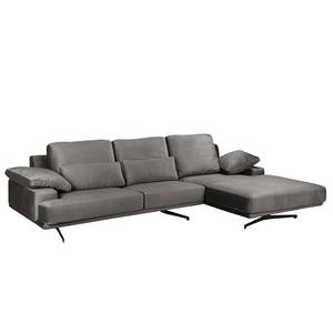 Ecksofa Lurrip II Webstoff - Samt Onoli: Rauchgrau - Longchair davorstehend rechts