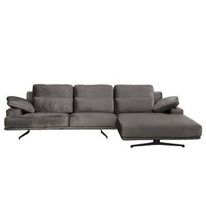 Ecksofa Lurrip II Webstoff - Samt Onoli: Rauchgrau - Longchair davorstehend rechts