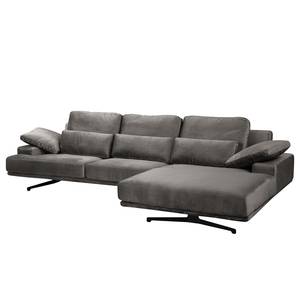 Ecksofa Lurrip II Webstoff - Samt Onoli: Rauchgrau - Longchair davorstehend rechts