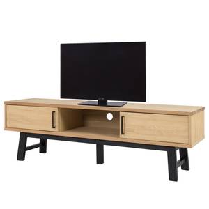 Tv-meubel Lex fineer van echt hout - eikenhout/zwart