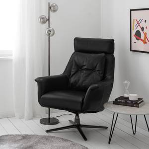 Fauteuil Bertem Noir - Cuir véritable - 82 x 105 x 87 cm