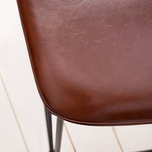 Chaises de bar Zahara I (lot de 2) Imitation cuir / Métal - Noir - Marron vintage
