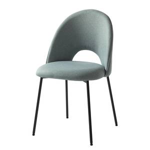 Chaise capitonnée Ikley Tissu / Métal - Noir - Gris menthe - 1 chaise