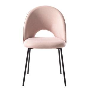 Chaise capitonnée Ikley Tissu / Métal - Noir - Rose - 1 chaise