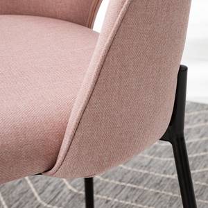 Gestoffeerde stoel Ikley geweven stof/metaal - zwart - Roze - Stoel