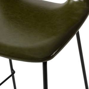Chaises de bar Zahara I (lot de 2) Imitation cuir / Métal - Noir - Vert vintage