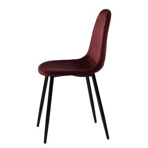 Chaise capitonnée Iskmo V Velours / Métal - Noir - Bordeaux - Lot de 2