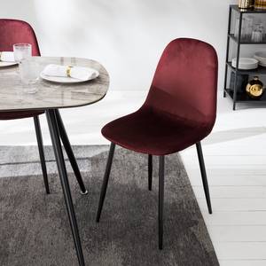 Gestoffeerde stoelen Iskmo V fluweel/metaal - zwart - Bordeauxrood - 2-delige set