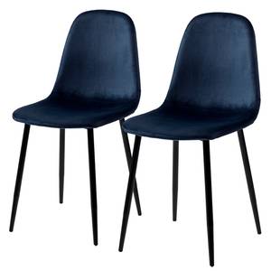 Gestoffeerde stoelen Iskmo V fluweel/metaal - zwart - Donkerblauw - 2-delige set