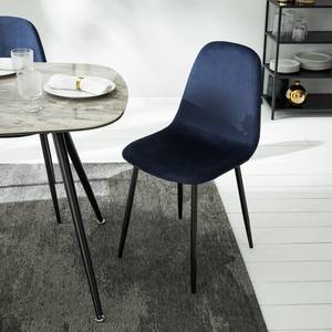 Gestoffeerde stoelen Iskmo V fluweel/metaal - zwart - Donkerblauw - 2-delige set