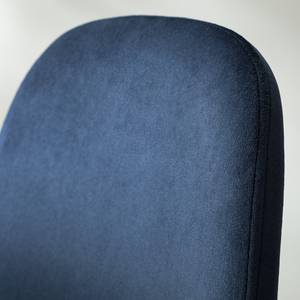Chaise capitonnée Iskmo V Velours / Métal - Noir - Bleu foncé - Lot de 2