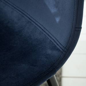 Chaise capitonnée Iskmo V Velours / Métal - Noir - Bleu foncé - Lot de 2