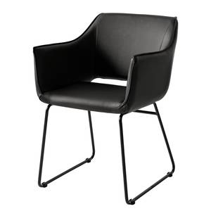 Chaise à accoudoirs Nikalla Imitation cuir / Métal - Noir / Noir